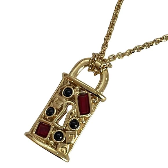 GIVENCHY - Gold Red Multi Hardware Color Stone Necklace 217-052225 - Picture 1 of 4